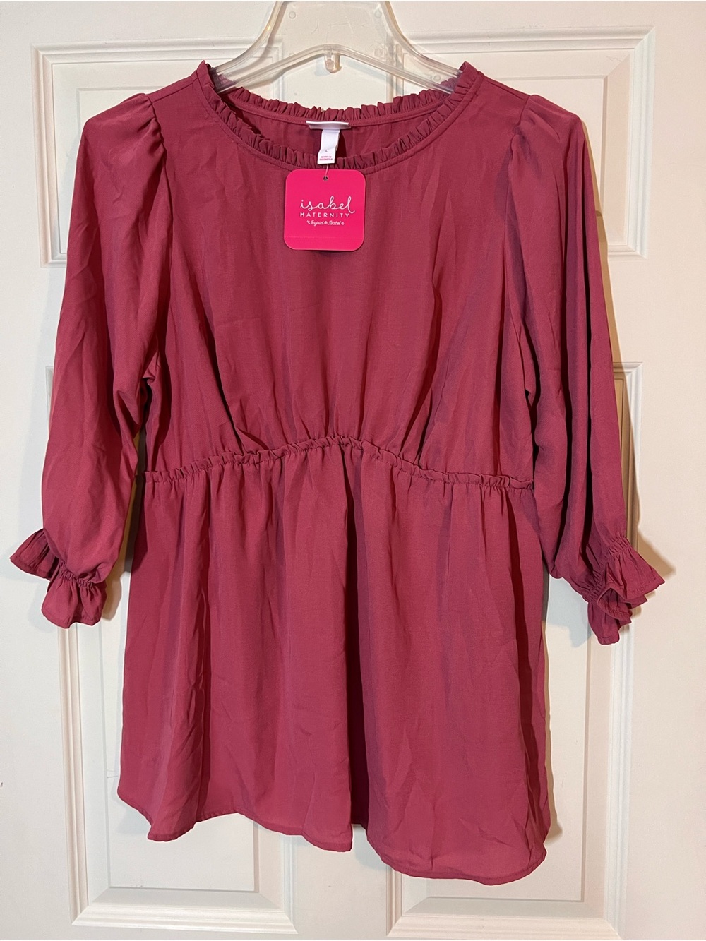 Isabel Maternity by Ingrid & Isabel Dusty Rose Smocked Waist Peasant Tunic